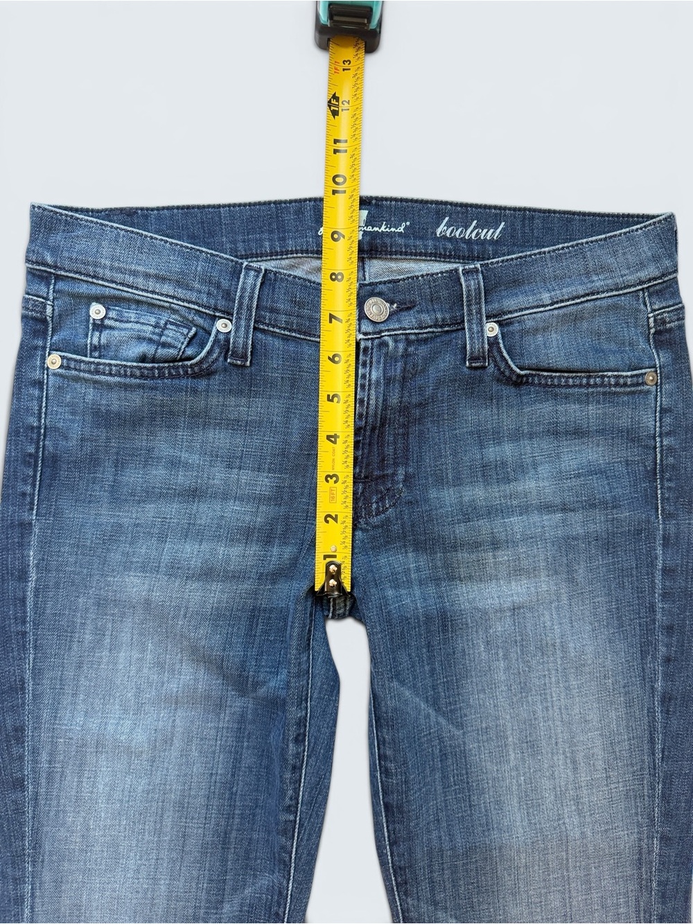 7 For All Mankind Vintage Bootcut Jeans Size 29 Squiggle Pocket Y2K - Picture 12 of 16